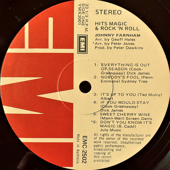 John Farnham : Hits Magic & Rock 'N Roll (LP, Album)