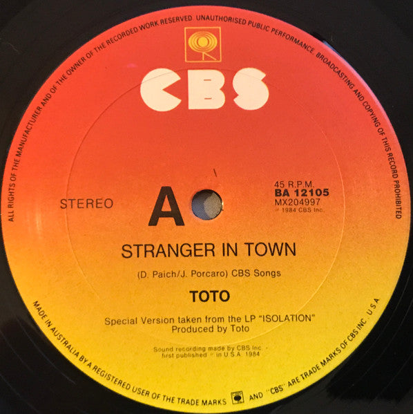 Toto : Stranger In Town (12")