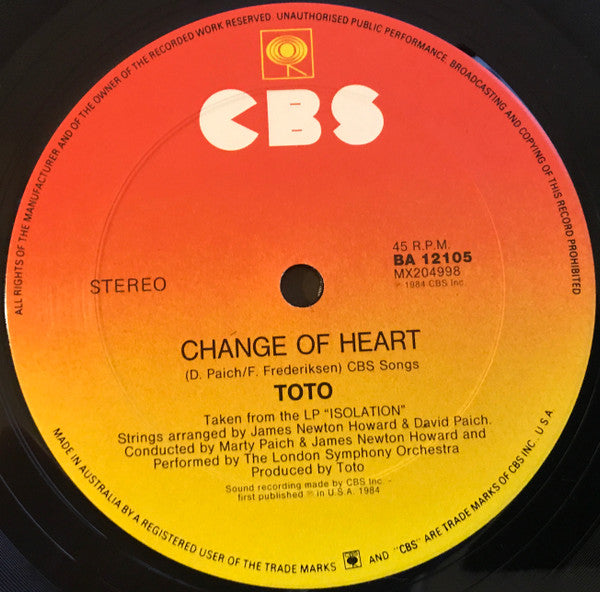 Toto : Stranger In Town (12")