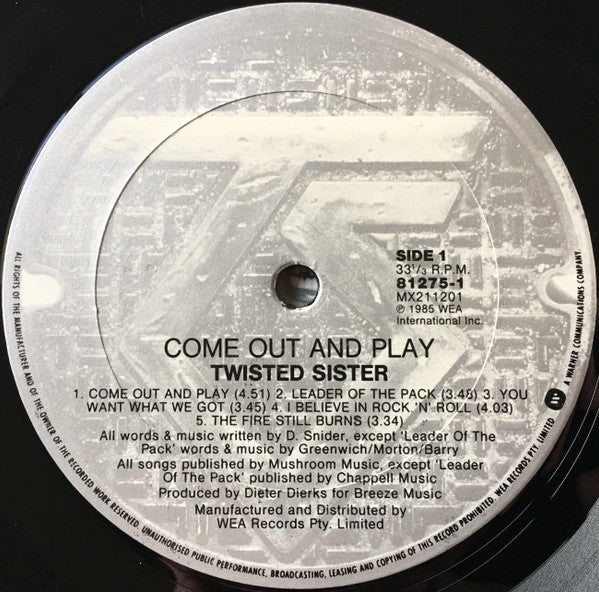 Twisted Sister : Come Out And Play (LP, Album, Ltd, Pop)