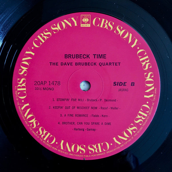 The Dave Brubeck Quartet : Brubeck Time (LP, Album, Mono, RE)