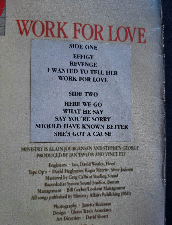 Ministry : Work For Love (LP, Album)