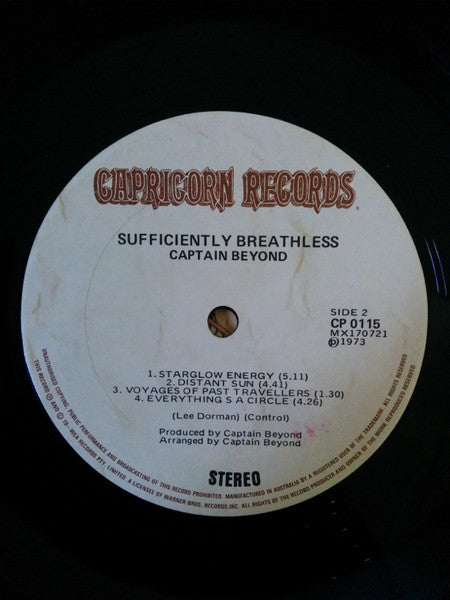 Captain Beyond : Sufficiently Breathless (LP, Album, Gat)