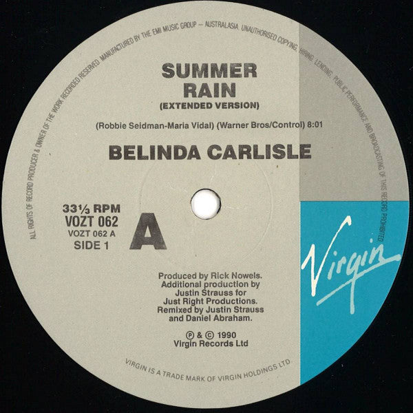 Belinda Carlisle : Summer Rain (12", Maxi)