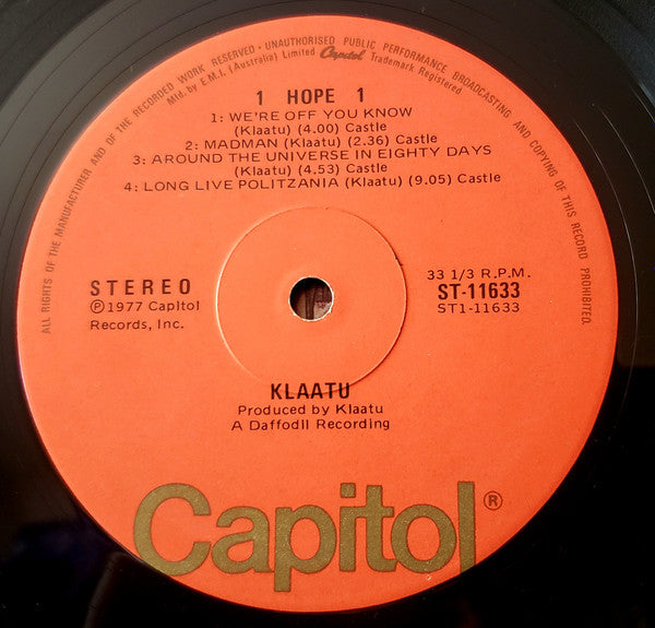 Klaatu : Hope (LP, Album)