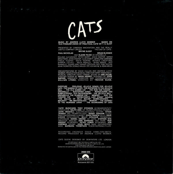 Andrew Lloyd Webber : Cats (2xLP, Album, Gat)