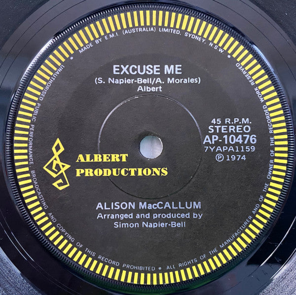 Alison MacCallum : Excuse Me (7&quot;, Single)