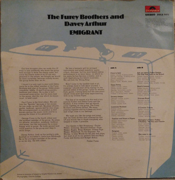 The Fureys & Davey Arthur : Emigrant (LP, Album)