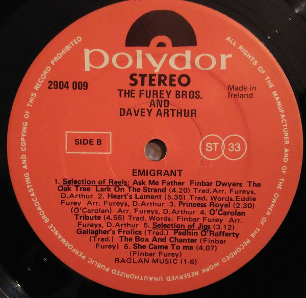 The Fureys & Davey Arthur : Emigrant (LP, Album)