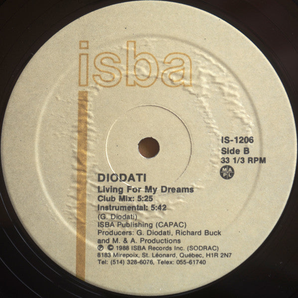 Guido Diodati : Living For My Dreams (12", Maxi)