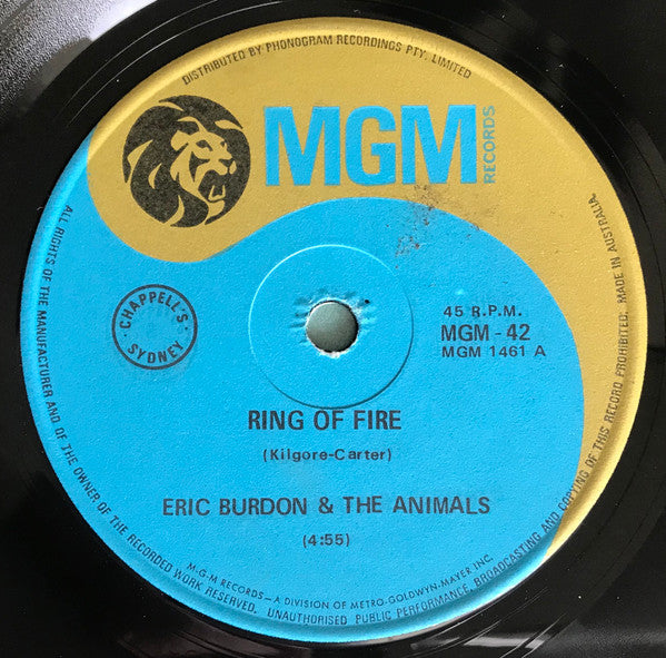 Eric Burdon &amp; The Animals : Ring Of Fire (7&quot;, Single)