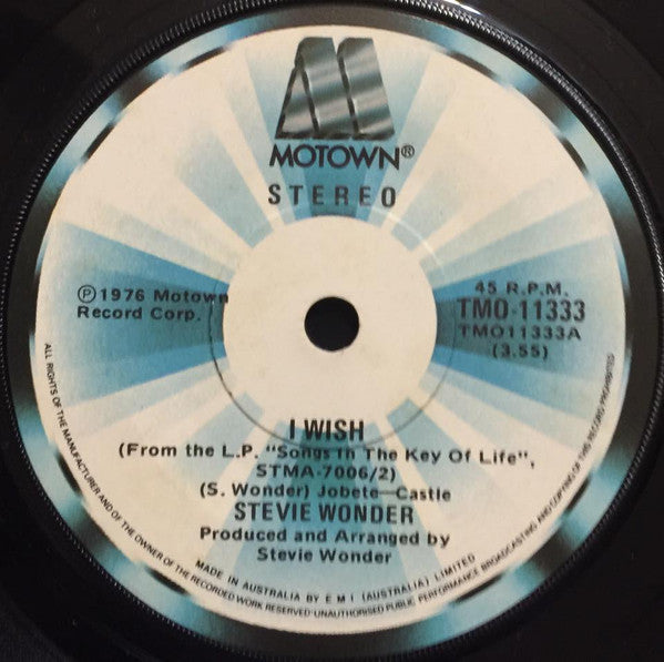Stevie Wonder : I Wish (7", Single)