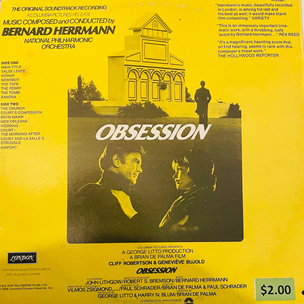 Bernard Herrmann : Obsession (The Original Soundtrack Recording) (LP, Album)