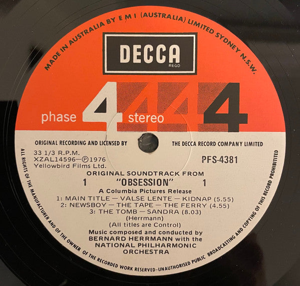 Bernard Herrmann : Obsession (The Original Soundtrack Recording) (LP, Album)