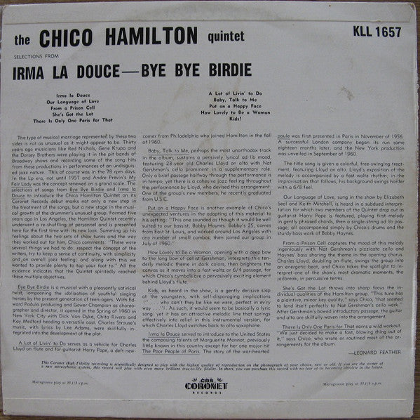 The Chico Hamilton Quintet : Bye Bye Birdie - Irma La Douce (LP, Album)