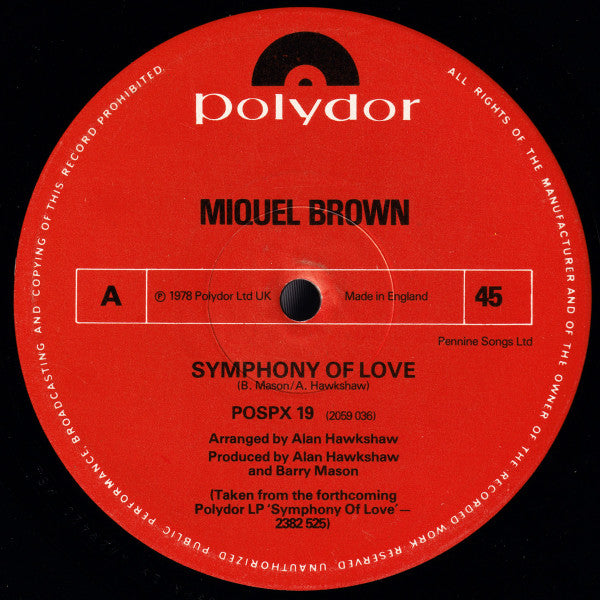 Miquel Brown : Symphony Of Love (12")