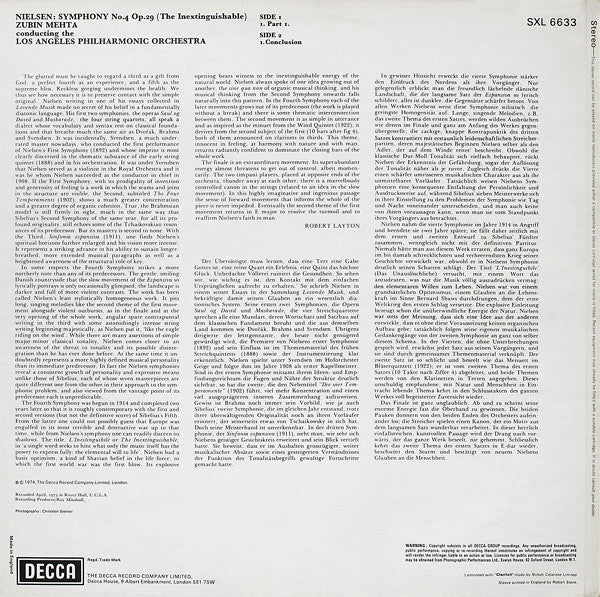 Carl Nielsen, Zubin Mehta . Los Angeles Philharmonic Orchestra : Symphony No.4 (The Inextinguishable) (LP)