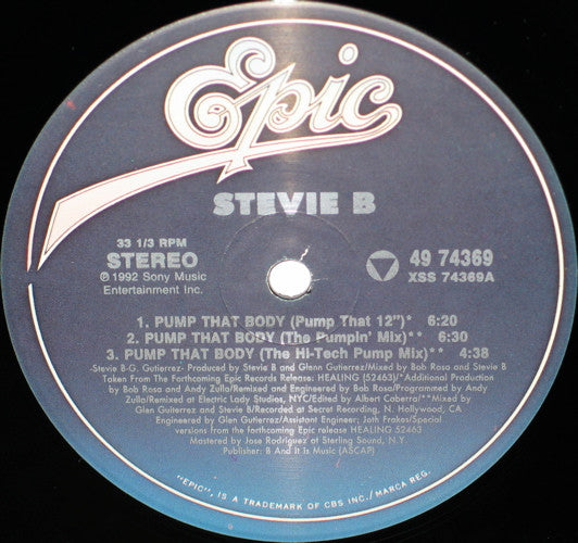 Stevie B : Pump That Body (12")