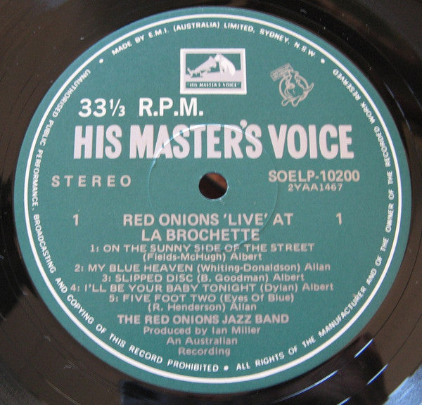 The Red Onion Jazz Band (2) : Red Onions Live! At La Brochette (LP, Album)