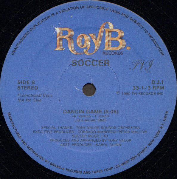 Soccer : Give Me Your Love / Dancin Game (12", Promo)