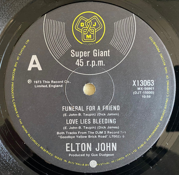 Elton John : Funeral For A Friend (12", Single)