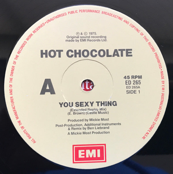 Hot Chocolate : You Sexy Thing (Extended Replay Mix) (12")