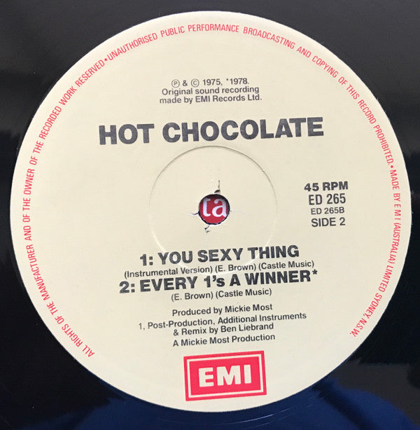 Hot Chocolate : You Sexy Thing (Extended Replay Mix) (12")