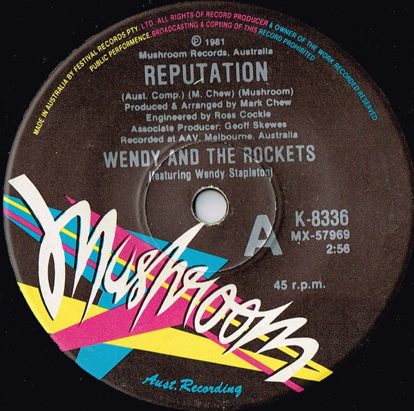 Wendy &amp; The Rocketts : Reputation (7&quot;, Single)