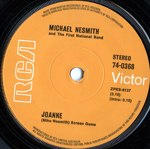 Michael Nesmith & The First National Band : Joanne (7", Single)
