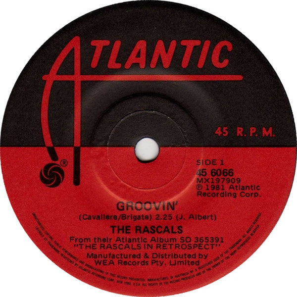 The Rascals : Groovin&#39; (7&quot;, Single, RE)