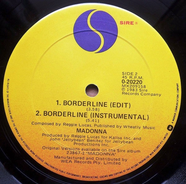 Madonna : Borderline (New Mix) (12", Single)