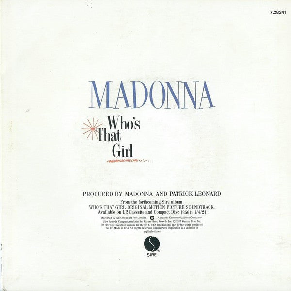 Madonna : Who's That Girl (7", Single)