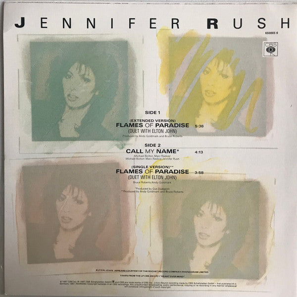 Jennifer Rush Duet With Elton John : Flames Of Paradise (Duet With Elton John) (12", Maxi)