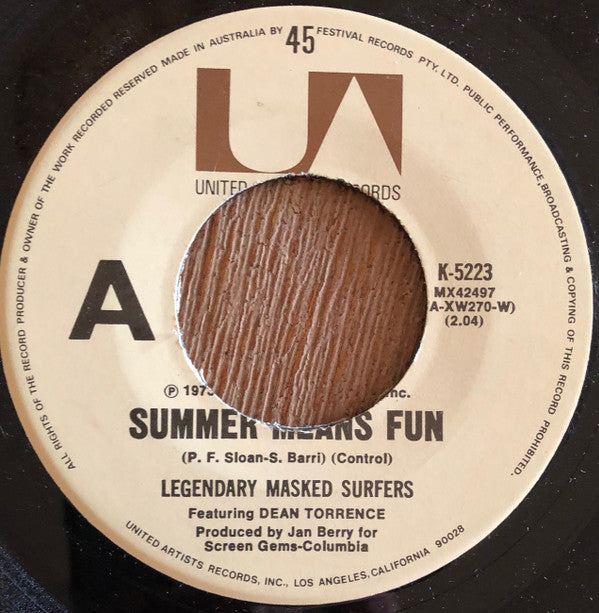 Legendary Masked Surfers : Summer Means Fun (7", Single)