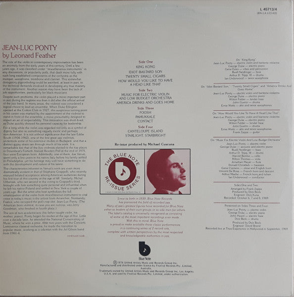 Jean-Luc Ponty : Canteloupe Island (2xLP, Comp, RE)
