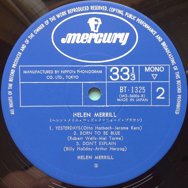 Helen Merrill = ヘレン・メリル* : Helen Merrill = ヘレン・メリル・ウィズ・クリフォード・ブラウン (LP, Album, Mono, Ltd, RE)