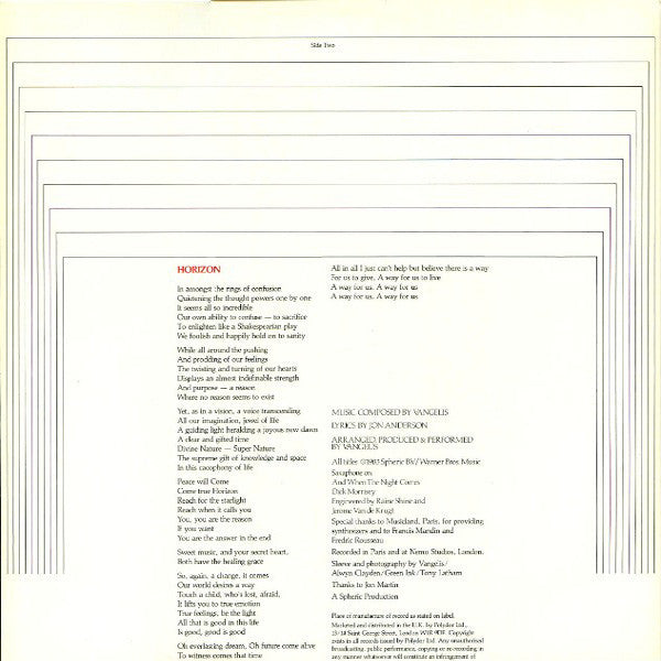 Jon & Vangelis : Private Collection (LP, Album)