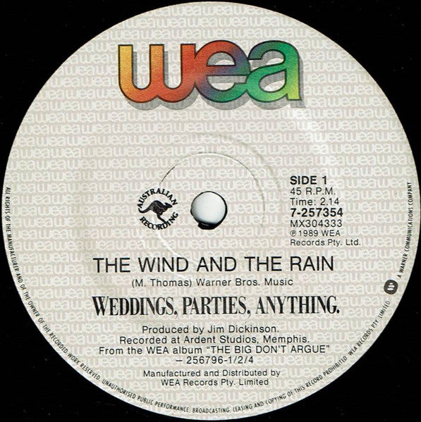 Weddings, Parties, Anything : The Wind And The Rain (7", Single)