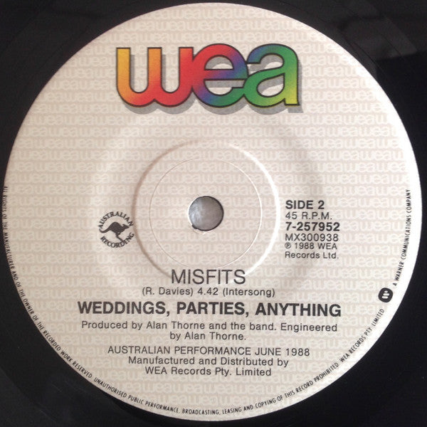 Weddings, Parties, Anything : Tilting At Windmills (7", Single)