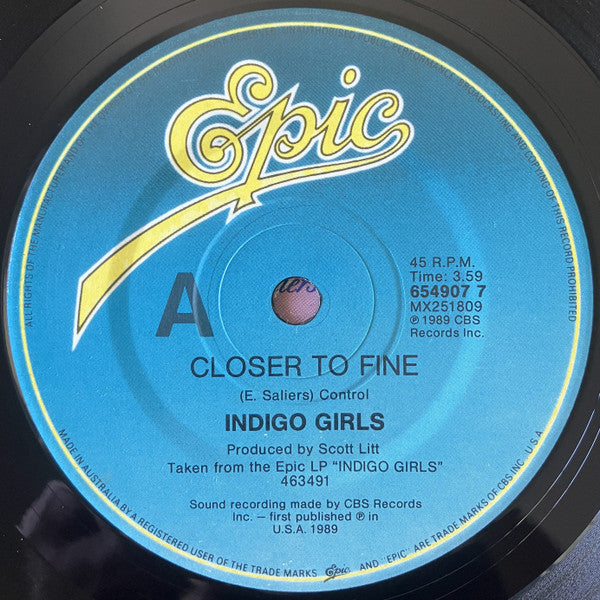 Indigo Girls : Closer To Fine (7", Single)