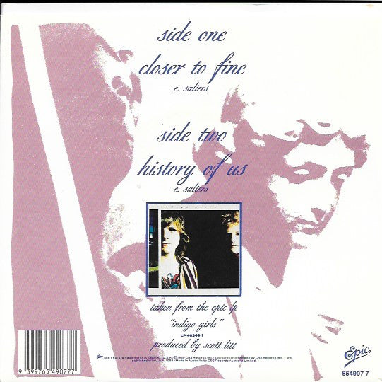 Indigo Girls : Closer To Fine (7", Single)