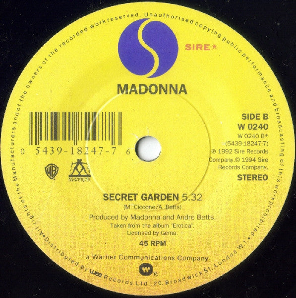 Madonna : I'll Remember (Theme From With Honors) (7", Single, Yel)
