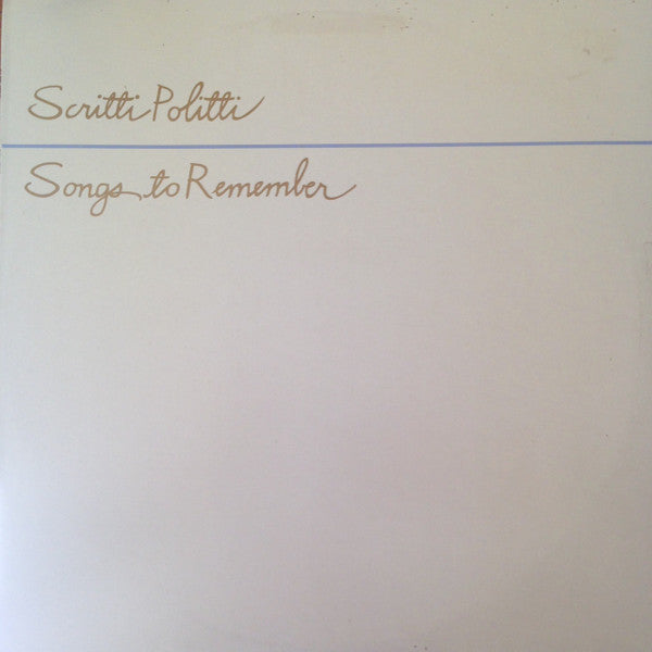 Scritti Politti : Songs To Remember (LP, Album)