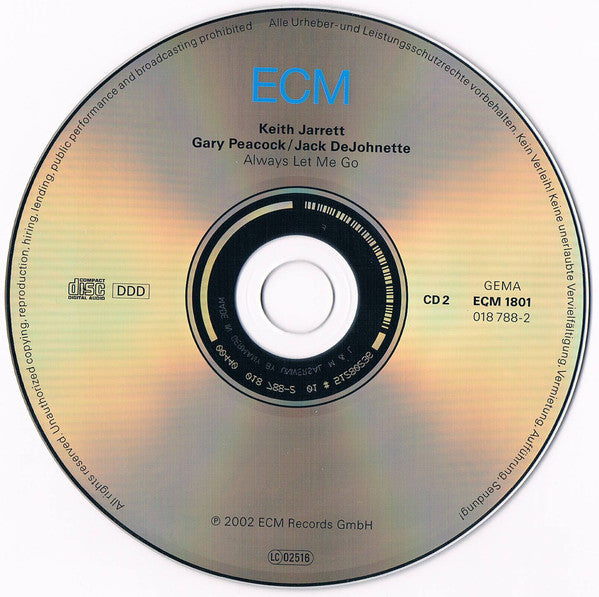 Keith Jarrett / Gary Peacock / Jack DeJohnette : Always Let Me Go (2xCD, Album)