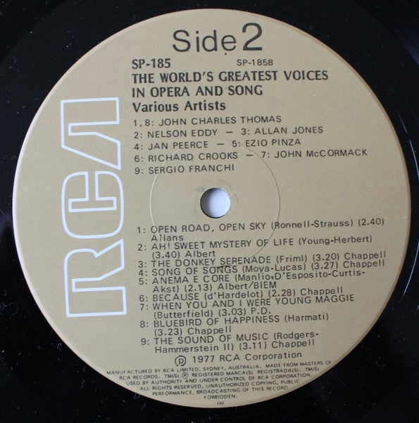 Various : The World's Greatest Voices In Opera And Song (LP, Comp)
