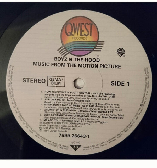 Various : Boyz N The Hood (Music From The Motion Picture) (LP, Comp)