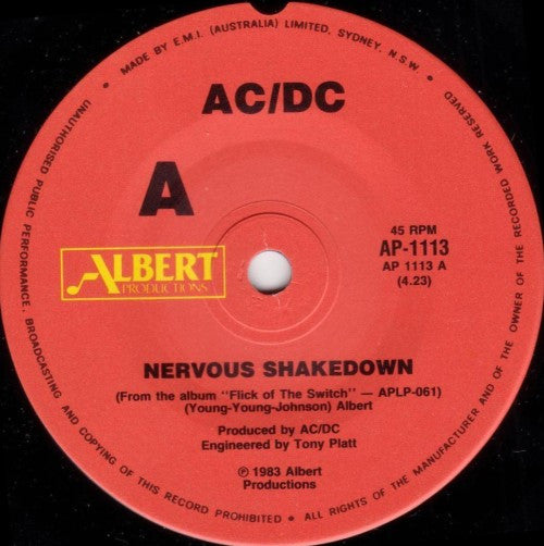 AC/DC : Nervous Shakedown (7", Single)