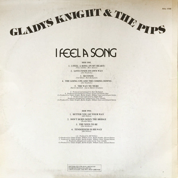 Gladys Knight And The Pips : I Feel A Song (LP, Album, RE)