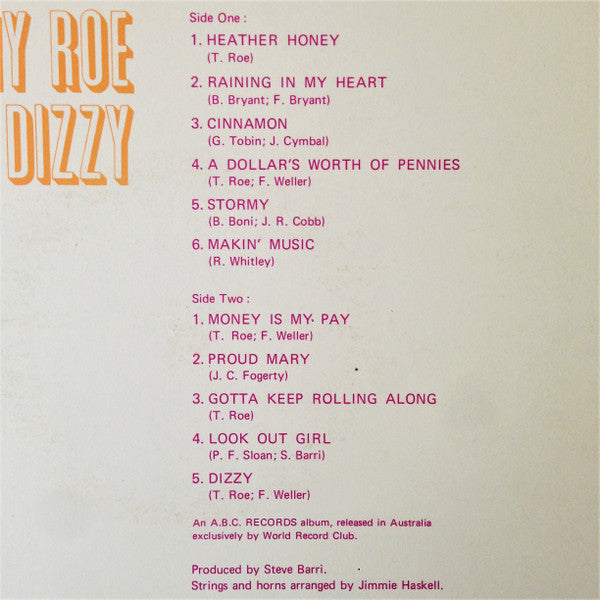 Tommy Roe : Dizzy (LP, Album, Club, RE)