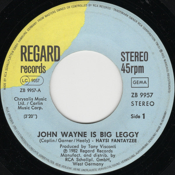 Haysi Fantayzee : John Wayne Is Big Leggy (7", Single)